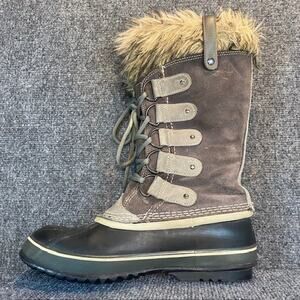 Sorel Joan of Arctic Snow Boot Womens 9 Brown Suede Lace Up Waterproof Winter